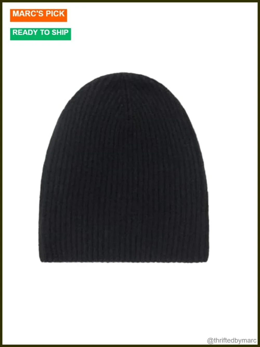 100% Cashmere Ribbed Beanie, Stretch Fit, Pull-On, Unisex Adult
